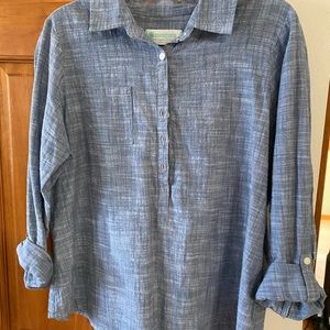 AVENTURA Organic Cotton Button Pullover Shirt, Size Large